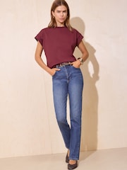 Friends Like These Aubergine Purple Tuck Detail T-Shirt - Image 4 of 4