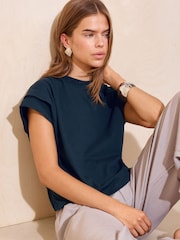 Friends Like These Navy Tuck Detail T-Shirt - Image 5 of 5