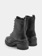 Evans Black Extra Wide Fit Leather Brogue Lace Up Ankle Boots In Extra-Wide EEE Fit - Image 3 of 4