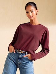 Friends Like These Aubergine Purple Long Sleeve Boxy T-Shirt - Image 6 of 6