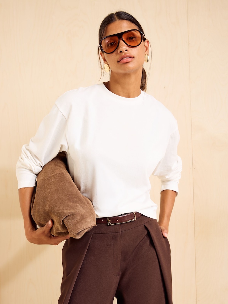 Friends Like These Ivory Long Sleeve Boxy T-Shirt - Image 1 of 5