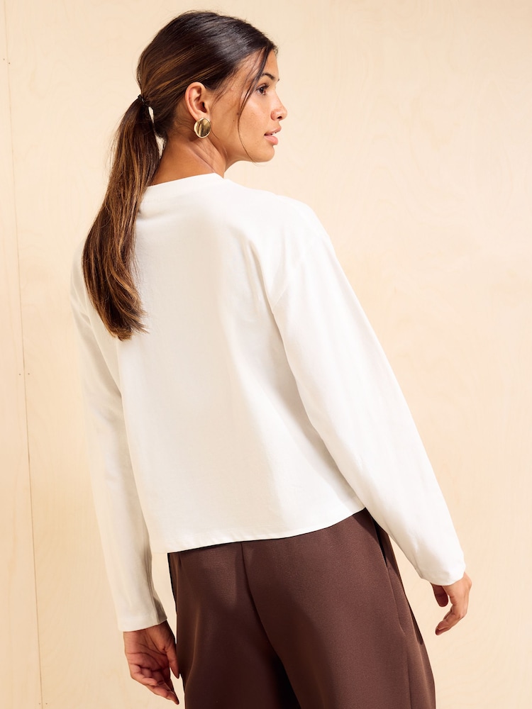 Friends Like These Ivory Long Sleeve Boxy T-Shirt - Image 5 of 5