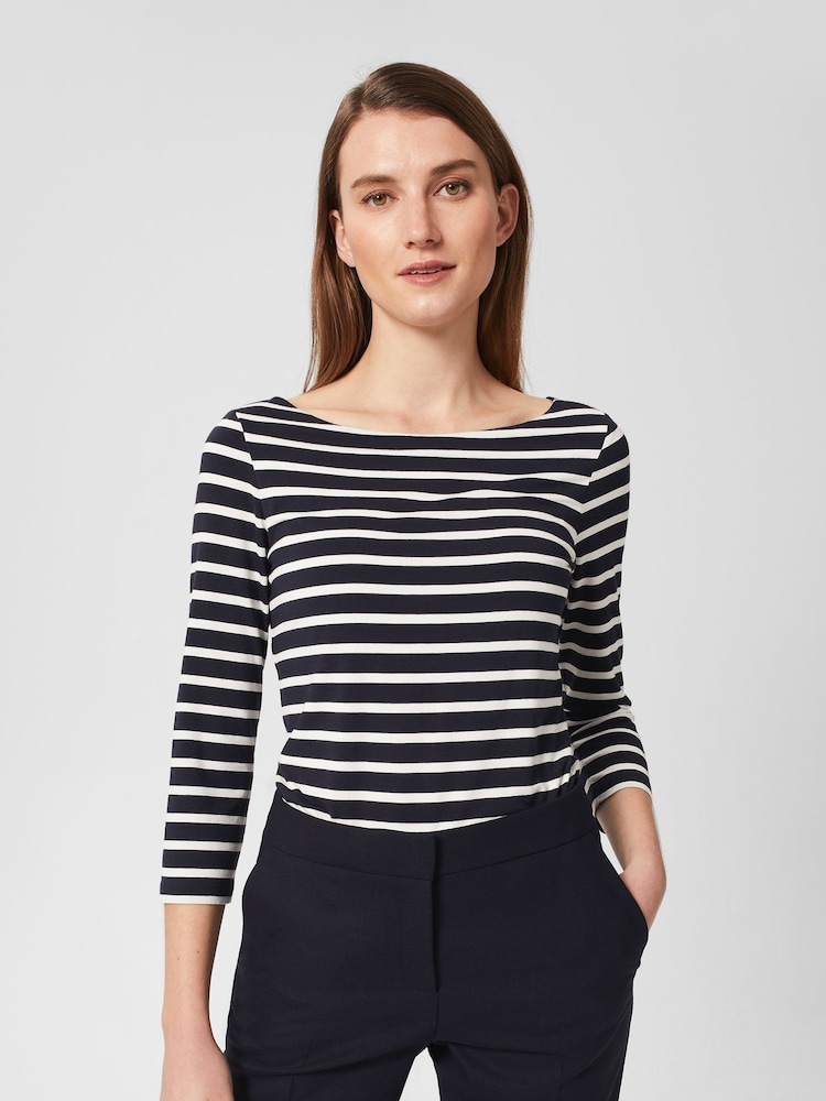 Hobbs Blue Sonya Stripe Jumper - Image 1 of 4