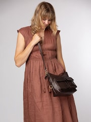 Conkca Cocoa Brown 'Snowdrop' Leather Shoulder Bag - Image 1 of 6