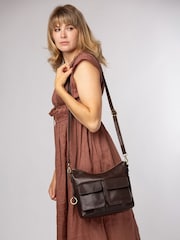 Conkca Cocoa Brown 'Snowdrop' Leather Shoulder Bag - Image 2 of 6