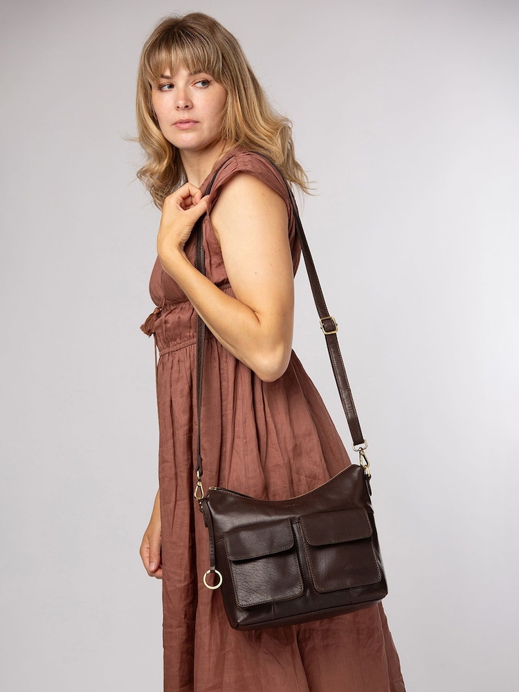 Conkca Cocoa Brown 'Snowdrop' Leather Shoulder Bag - Image 2 of 6 Conkca Cocoa Brown 'Snowdrop' Leather Shoulder Bag - Image 2 of 6