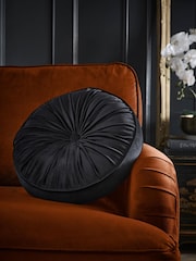 Laurence Llewelyn-Bowen Black Roxy Round Pleat Velvet Round Cushion - Image 1 of 5