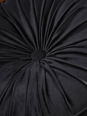 Laurence Llewelyn-Bowen Black Roxy Round Pleat Velvet Round Cushion - Image 3 of 5