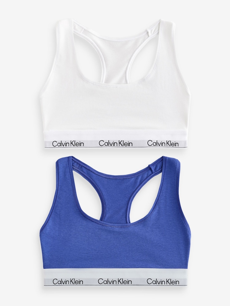 Calvin Klein White Icon Cotton Modal Bralettes 2 Pack - Image 1 of 3 Calvin Klein White Icon Cotton Modal Bralettes 2 Pack - Image 1 of 3