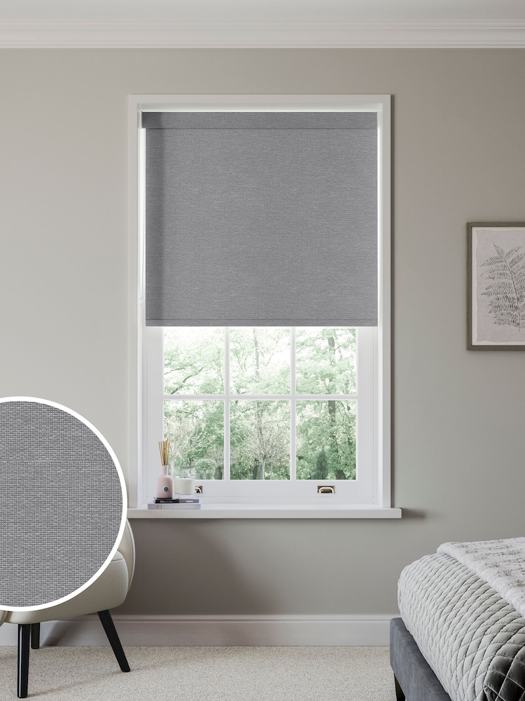 Steel Grey Lowry Made to Measure Blackout Roller Blind - Image 1 of 6