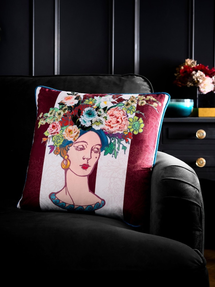 Laurence Llewelyn-Bowen Multi Bouquet Lady Velvet Filled Cushion - Image 1 of 5 Laurence Llewelyn-Bowen Multi Bouquet Lady Velvet Filled Cushion - Image 1 of 5