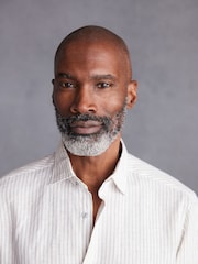 White/Neutral Brown Stripe Regular Fit Signature Linen Shirt - Image 5 of 9