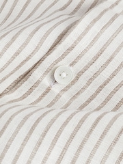 White/Neutral Brown Stripe Regular Fit Signature Linen Shirt - Image 8 of 9