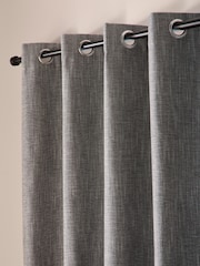 Curtina Grey Boucle Chenille Blackout Pair of Eyelet Curtains - Image 1 of 5