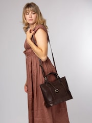 Conkca Brown 'Elm' Leather Tote & Shoulder Bag - Image 1 of 7