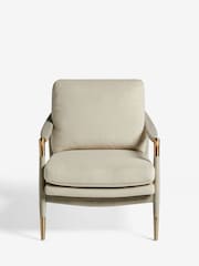 Soft Velvet Pebble Natural Flinton Wooden Light Grey Leg Accent Chair - Image 3 of 8