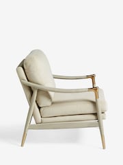 Soft Velvet Pebble Natural Flinton Wooden Light Grey Leg Accent Chair - Image 5 of 8