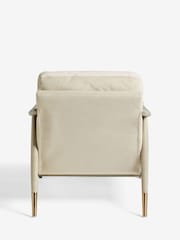 Soft Velvet Pebble Natural Flinton Wooden Light Grey Leg Accent Chair - Image 6 of 8