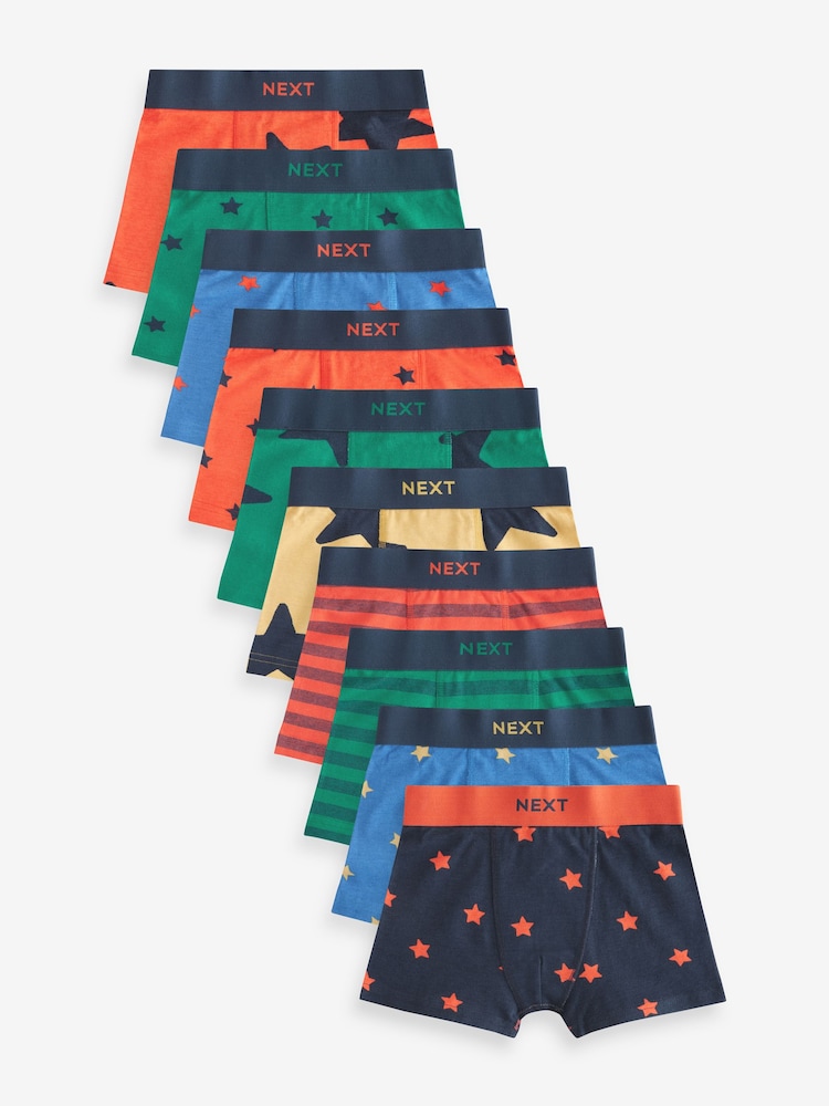 Bright Star and Stripes Trunks 10 Pack (2-12yrs) - Image 1 of 14