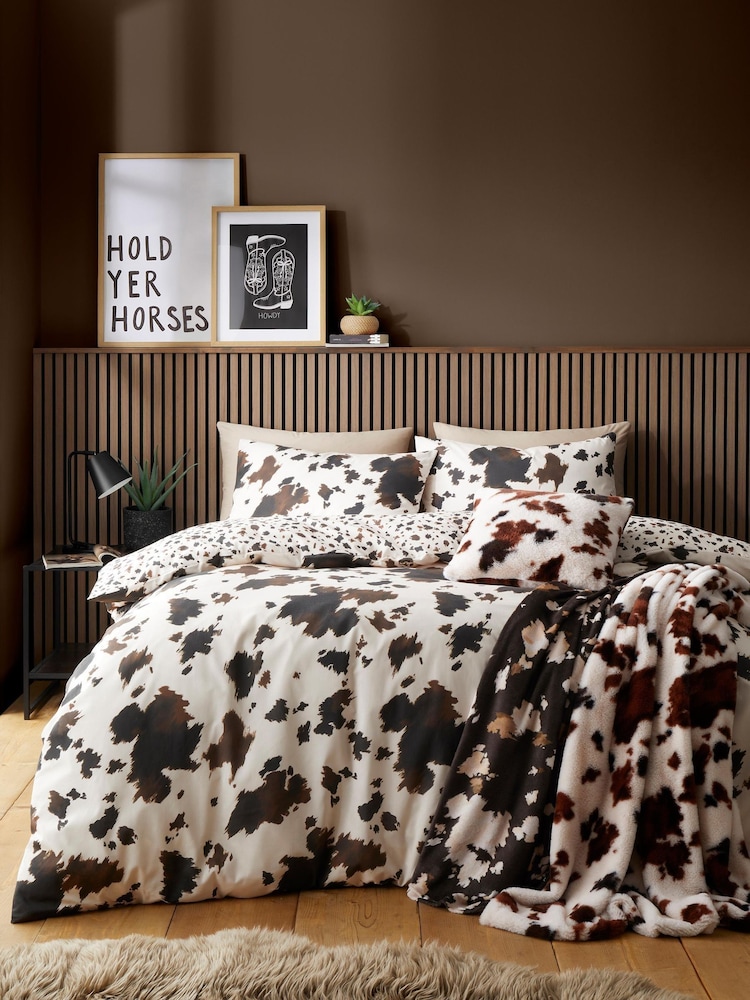 Fusion Natural Cow Print Faux Fur Bedspread - Image 5 of 5 Fusion Natural Cow Print Faux Fur Bedspread - Image 5 of 5