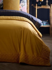 Laurence Llewelyn-Bowen Ochre Siena Velvet Bedspread - Image 2 of 4