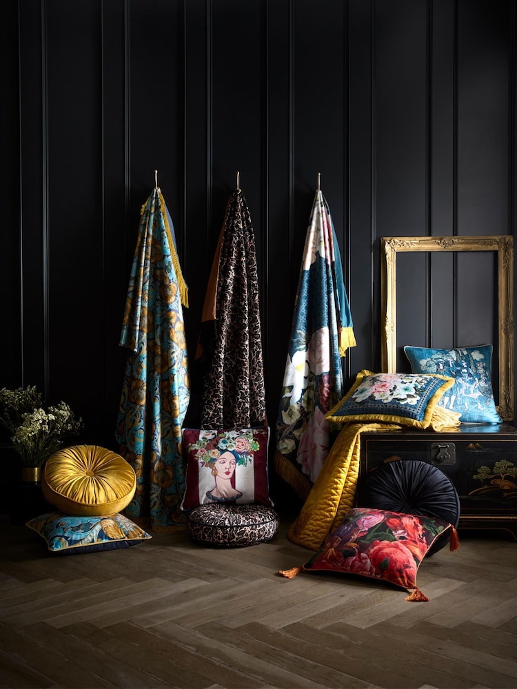 Laurence Llewelyn-Bowen Ochre Siena Velvet Bedspread - Image 4 of 4 Laurence Llewelyn-Bowen Ochre Siena Velvet Bedspread - Image 4 of 4