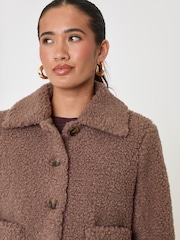 Threadbare Brown Borg Cropped Jacket - Image 4 of 5