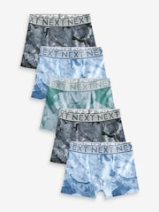 Blue Marble Print Trunks 5 Pack (2-16yrs) - Image 1 of 5