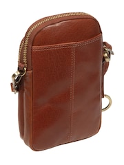 Marrón - Bolso bandolera de piel para móvil Raven de Conkca - Imagen 5 de 7