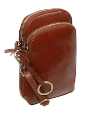 Marrón - Bolso bandolera de piel para móvil Raven de Conkca - Imagen 6 de 7