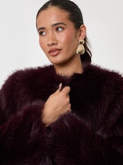 Threadbare Collarless Faux Fur Jacket - Изображение 4 4