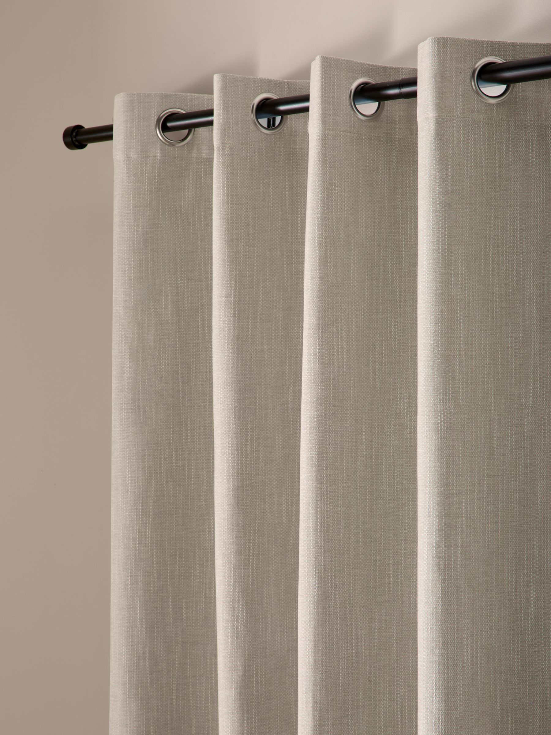 Curtina Unisex Cream Boucle Chenille Blackout Pair Of Eyelet Curtains - Image 2