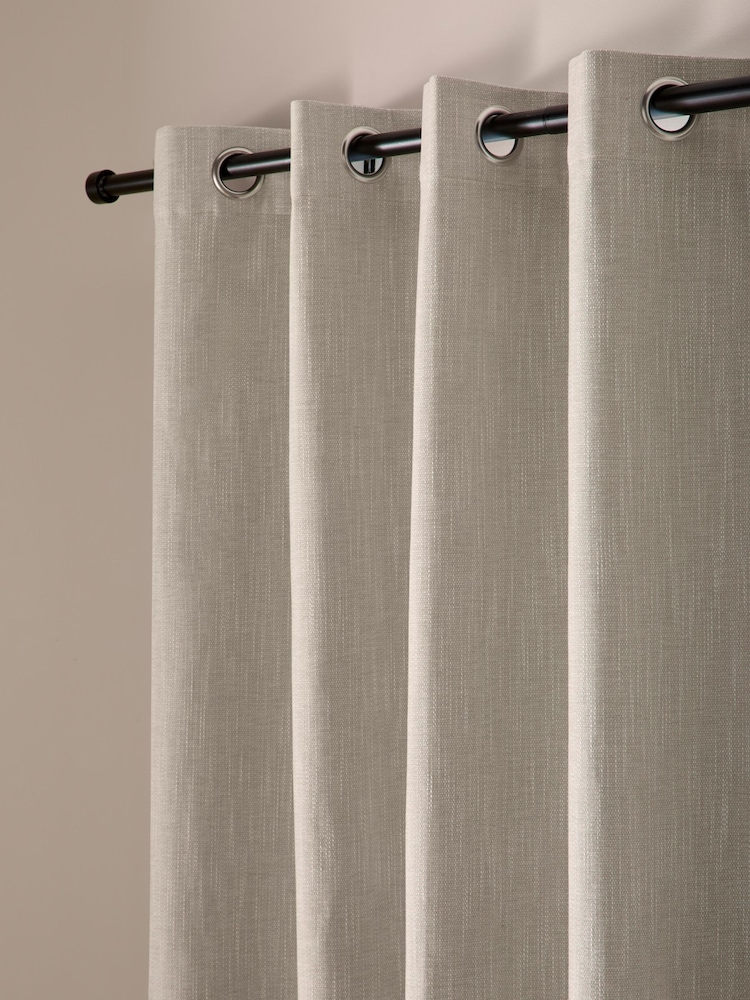 Curtina Cream Boucle Chenille Blackout Pair of Eyelet Curtains - Image 1 of 5