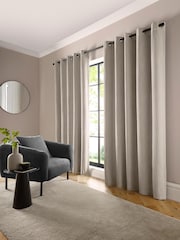 Curtina Cream Boucle Chenille Blackout Pair of Eyelet Curtains - Image 2 of 5
