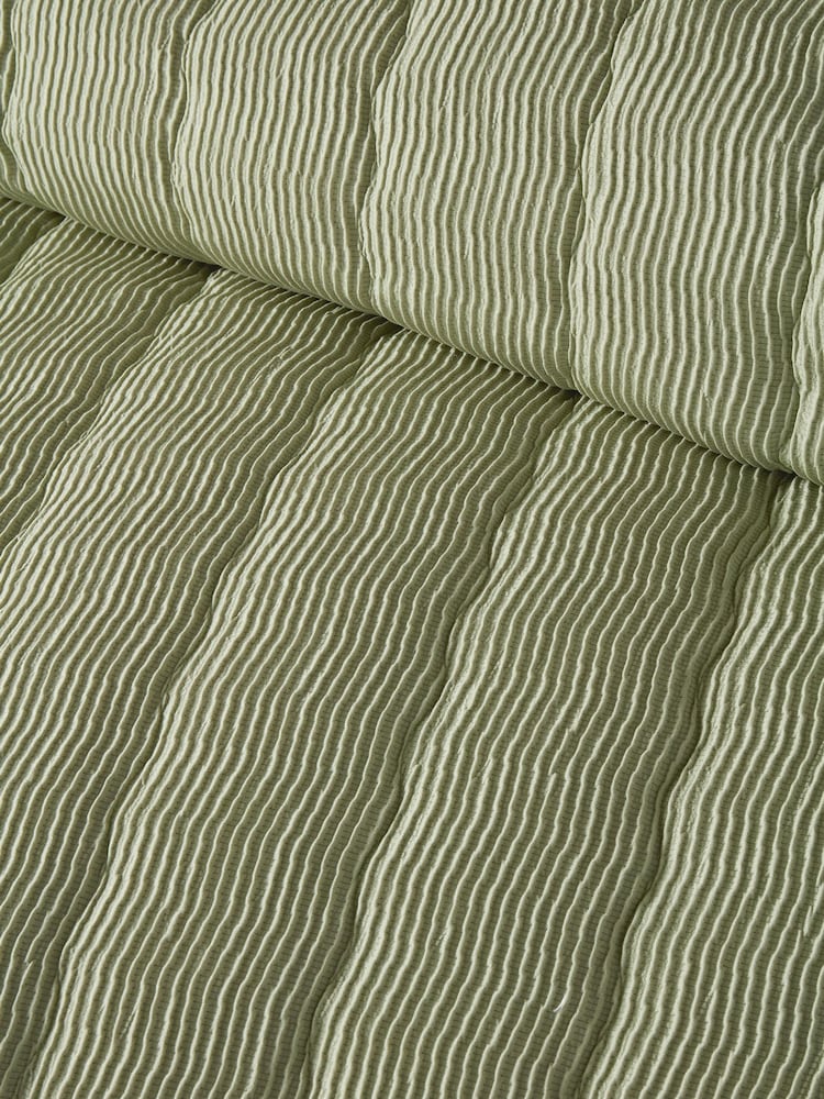 Serene Green Crinkle Wave Duvet Cover & Pillowcase Set - Image 3 of 3 Serene Green Crinkle Wave Duvet Cover & Pillowcase Set - Image 3 of 3