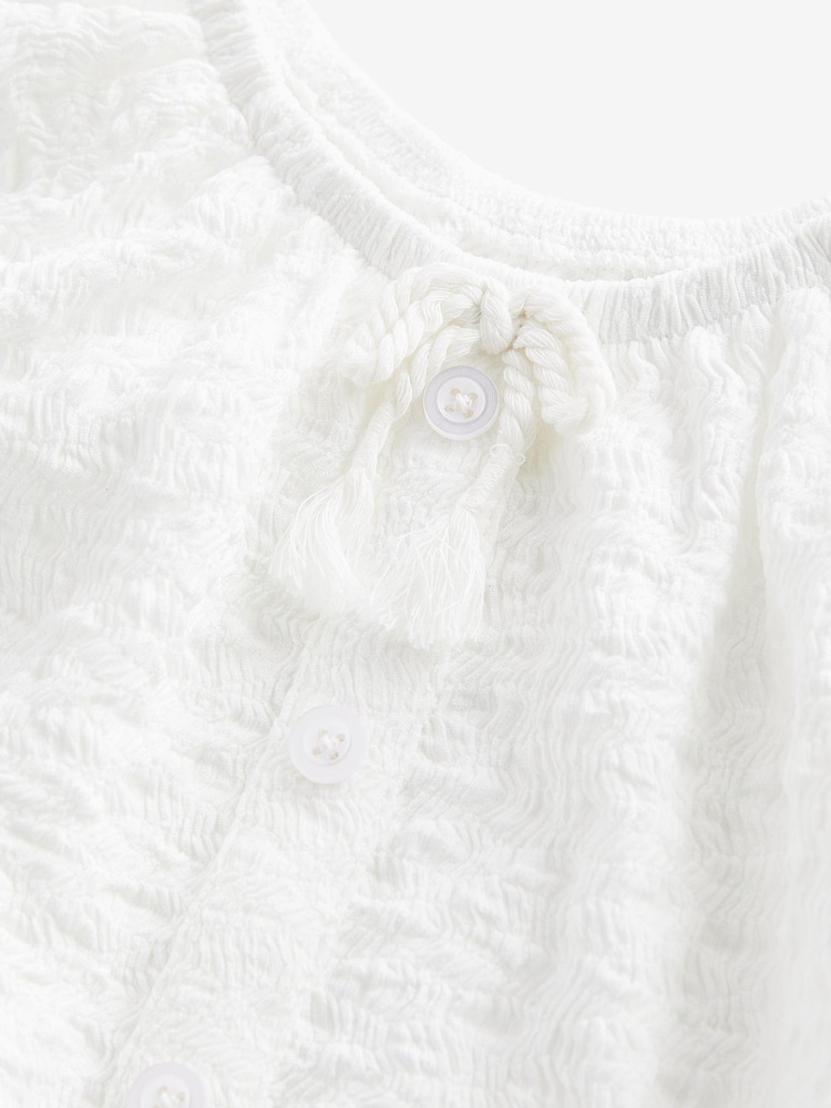White Textured Crinkle Bardot Top (3-16yrs) - Image 6 of 6 White Textured Crinkle Bardot Top (3-16yrs) - Image 6 of 6