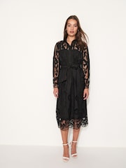 Black Lace Shirt Dress - Image 2 of 6