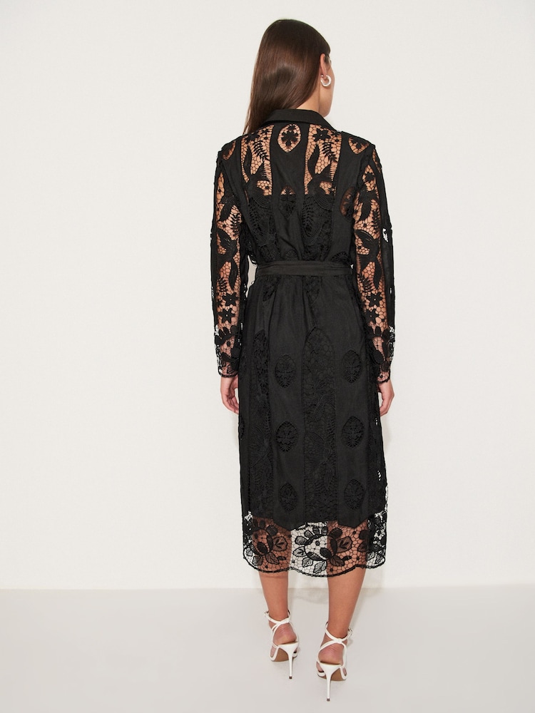 Black Lace Shirt Dress - Image 3 of 6
