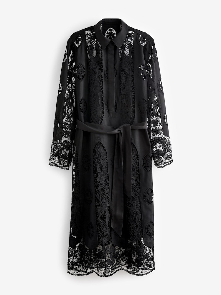 Black Lace Shirt Dress - Image 5 of 6