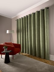 Curtina Green Boucle Chenille Blackout Pair of Eyelet Curtains - Image 3 of 5