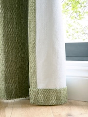 Curtina Green Boucle Chenille Blackout Pair of Eyelet Curtains - Image 4 of 5