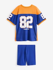 Blue/Orange Basketball Oversized T-Shirt And Cycling Short Set (3-16yrs) - Image 10 of 12