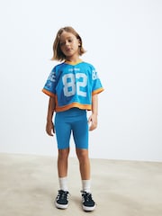 Blue/Orange Basketball Oversized T-Shirt And Cycling Short Set (3-16yrs) - Image 2 of 12