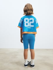 Blue/Orange Basketball Oversized T-Shirt And Cycling Short Set (3-16yrs) - Image 4 of 12