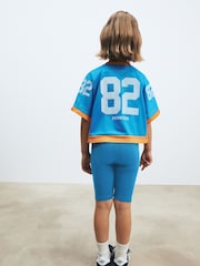 Blue/Orange Basketball Oversized T-Shirt And Cycling Short Set (3-16yrs) - Image 5 of 12