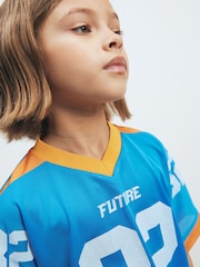 Blue/Orange Basketball Oversized T-Shirt And Cycling Short Set (3-16yrs) - Image 6 of 12