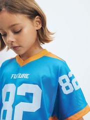 Blue/Orange Basketball Oversized T-Shirt And Cycling Short Set (3-16yrs) - Image 7 of 12
