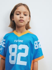 Blue/Orange Basketball Oversized T-Shirt And Cycling Short Set (3-16yrs) - Image 8 of 12