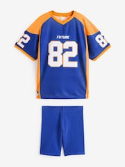 Blue/Orange Basketball Oversized T-Shirt And Cycling Short Set (3-16yrs) - Image 9 of 12