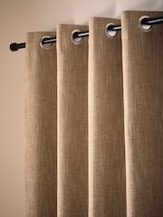 Curtina Natural Boucle Chenille Blackout Pair of Eyelet Curtains - Image 1 of 5